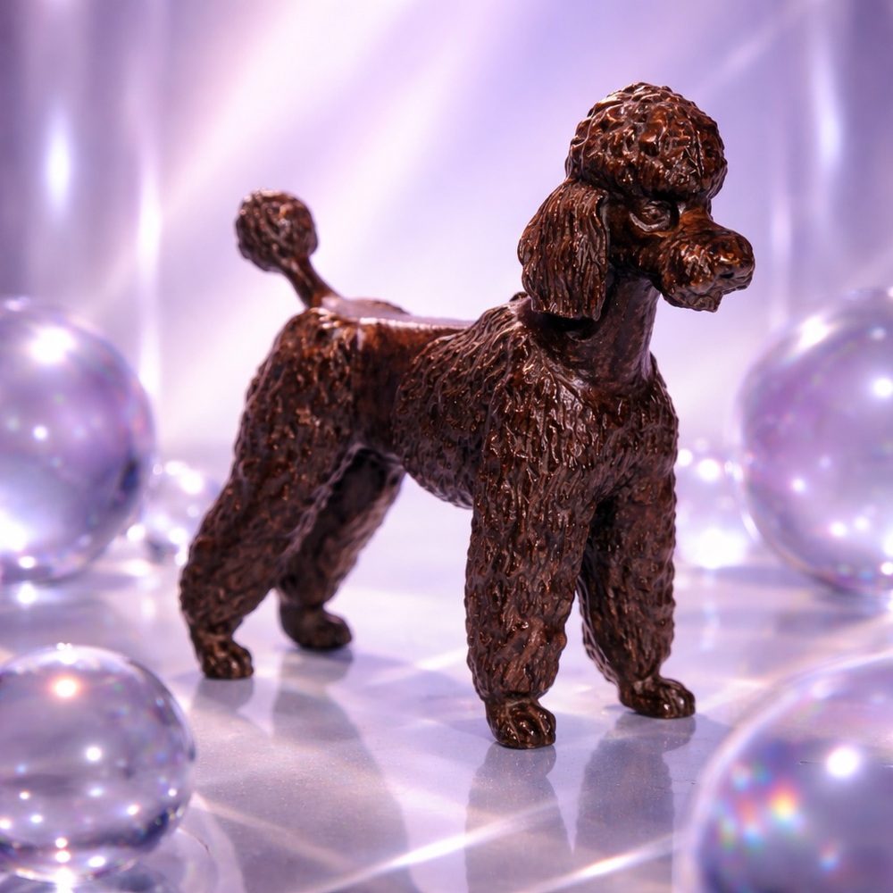 Vintage Large Carved Resin ? Poodle Dog Figurine Figure